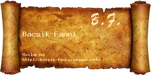 Bacsik Fanni névjegykártya